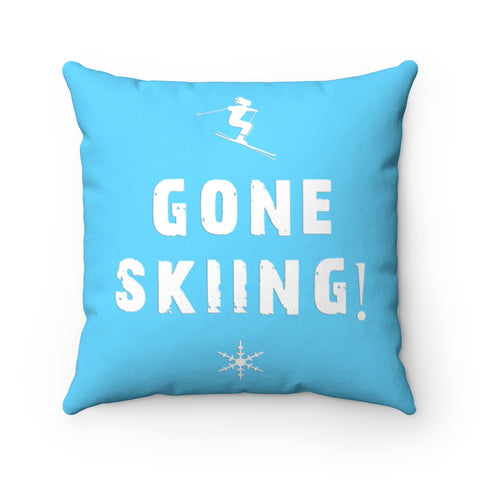 Gone Skiing Light Blue - Decorative Ski Pillow