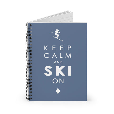 Keep Calm and SKI on Blue - Spiral Notebook