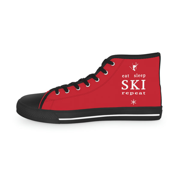 Eat Sleep SKI Red  - High Top Sneakers