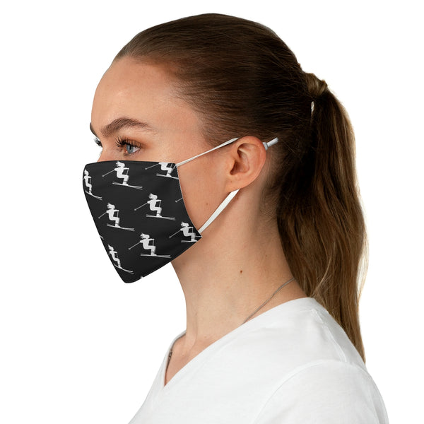 Skier Black and White - Fabric Face Mask