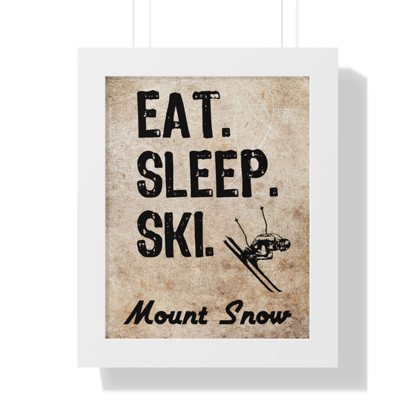 Eat Sleep Ski Mount Snow - Framed Vertical Poster