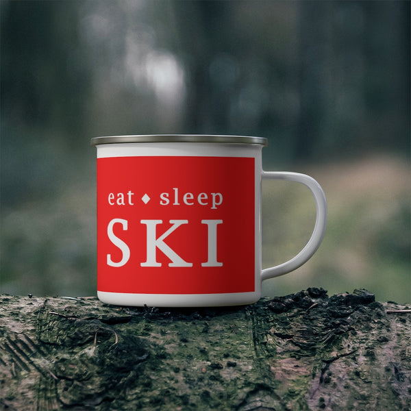 Eat Sleep Ski - Enamel Camping Mug