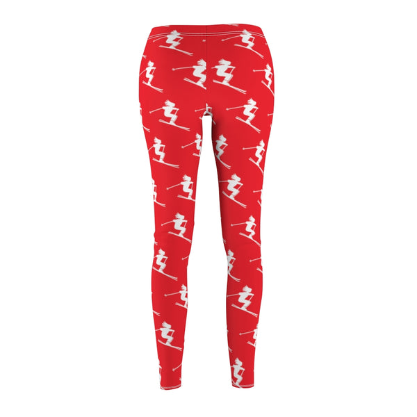 Women's Trendy Leggings - Skiers Red