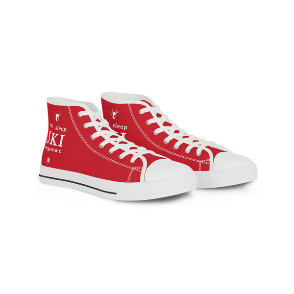 Eat Sleep SKI Red  - High Top Sneakers