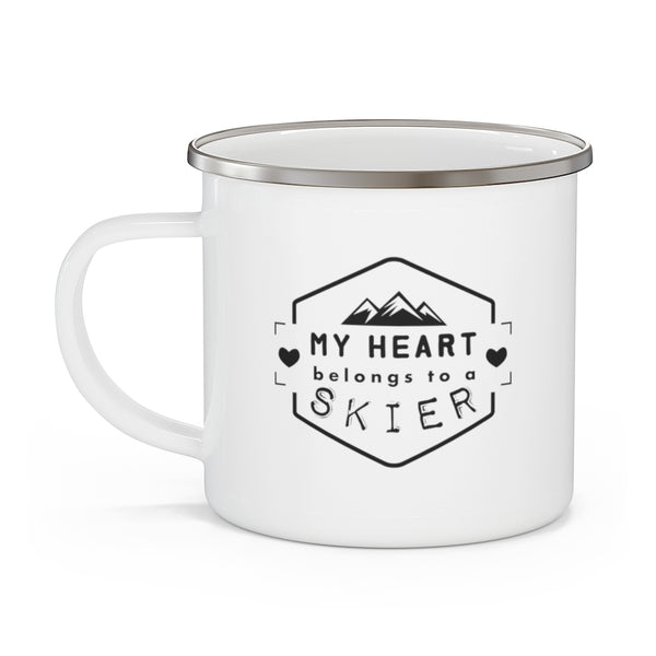 My Heart Belongs to a Skier - Enamel Camping Mug