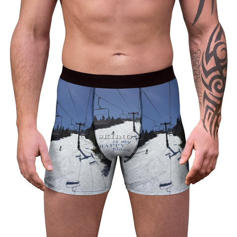 Skiing Is My Happy Place - Men's Boxer Briefs