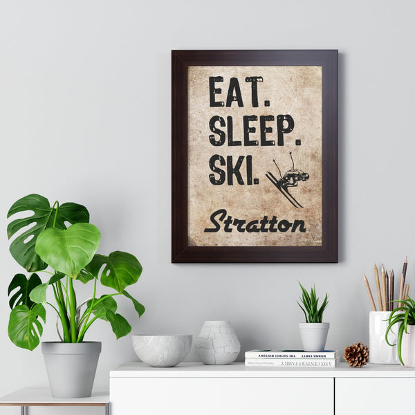 Eat Sleep Ski Stratton - Framed Vertical Poster