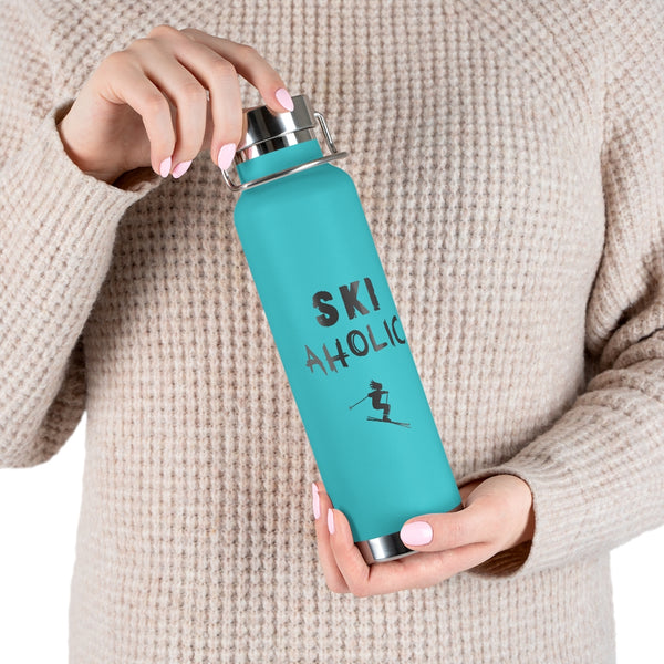 Ski Aholic Vacuum Insulated Bottle, Skiing Bottle, Skier Gifts