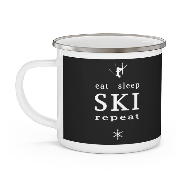 Eat Sleep Ski - Enamel Camping Mug
