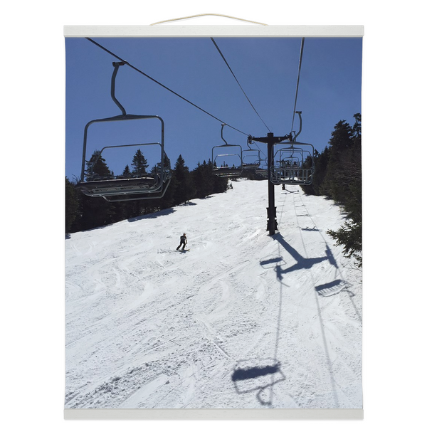 Hanging Canvas Print - Blue Bird Skiing