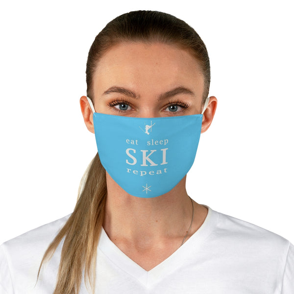 Eat Sleep Ski Light Blue - Fabric Ski Face Mask