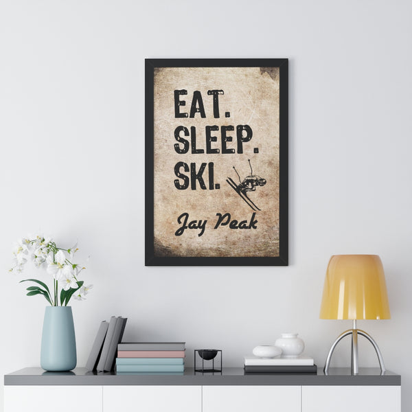 Eat Sleep Ski Jay Peak - Framed Vertical Poster