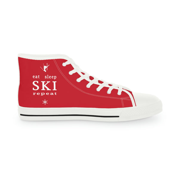 Eat Sleep SKI Red  - Men's High Top Sneakers