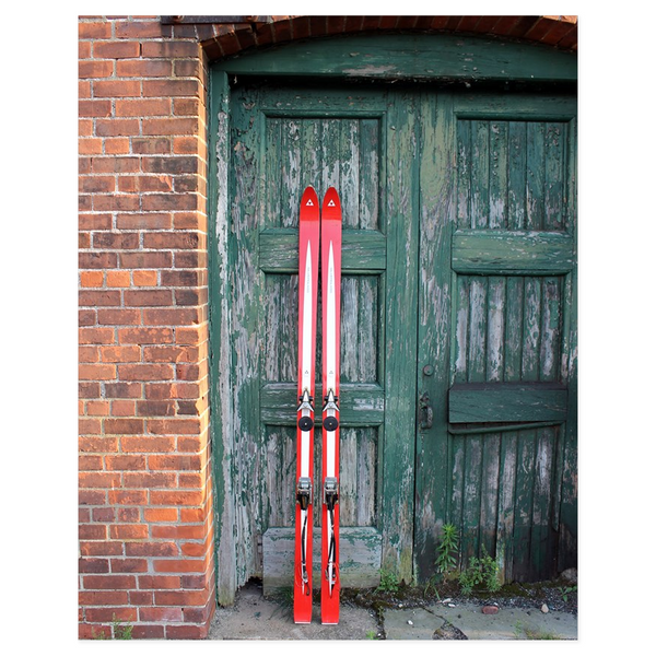 Red Skis Green Door - Poster