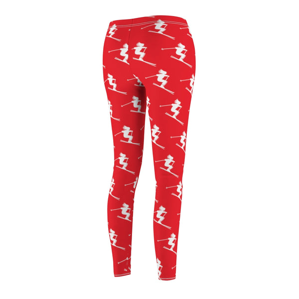 Women's Trendy Leggings - Skiers Red