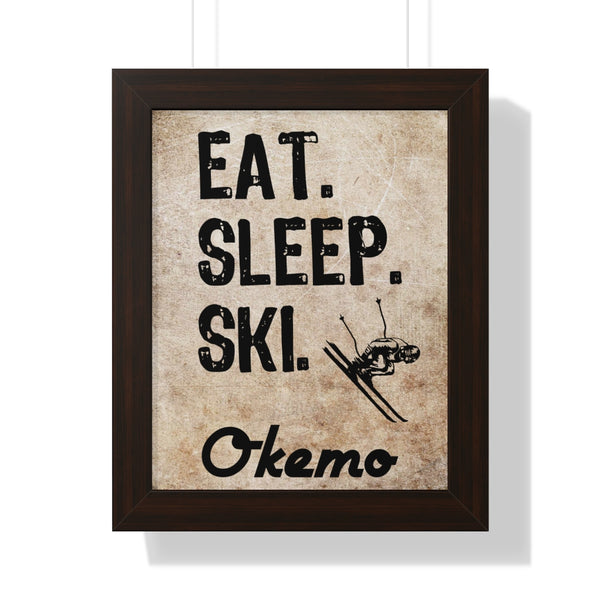 Eat Sleep Ski Okemo - Framed Vertical Poster