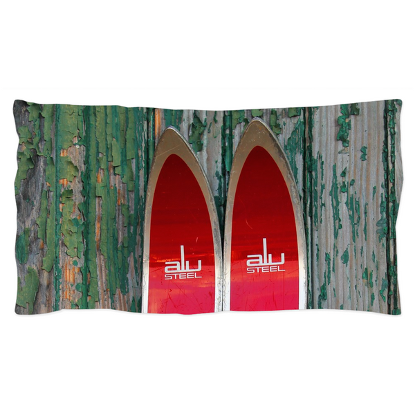 Red Vintage Skis - Pillow Sham