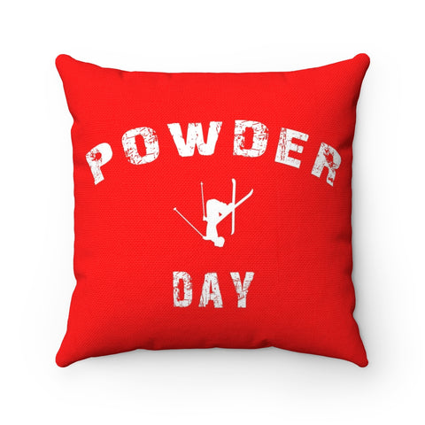 Powder Day - Throw Pillow Red