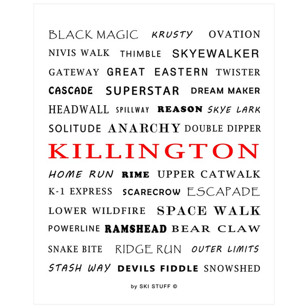 Killington Ski Trails White - Poster