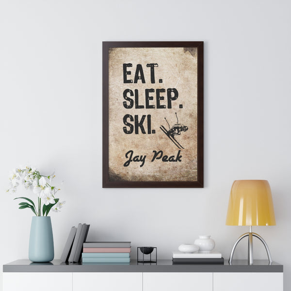 Eat Sleep Ski Jay Peak - Framed Vertical Poster