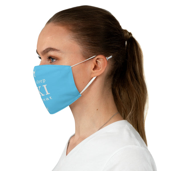 Eat Sleep Ski Light Blue - Fabric Ski Face Mask