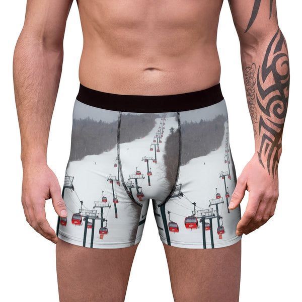 a man wearing a pair of underwear with a ski lift on it