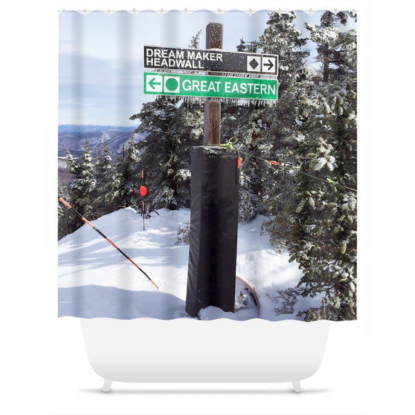 Skiing Trail Signs - Shower Curtain