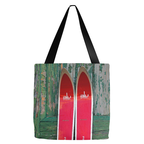 Red Vintage Skis - Tote Bag