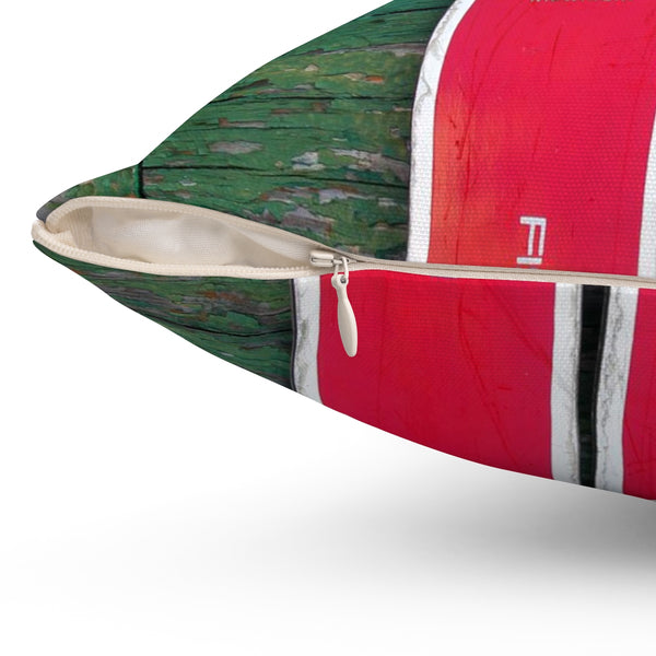 Red Vintage Skis - Throw Pillow