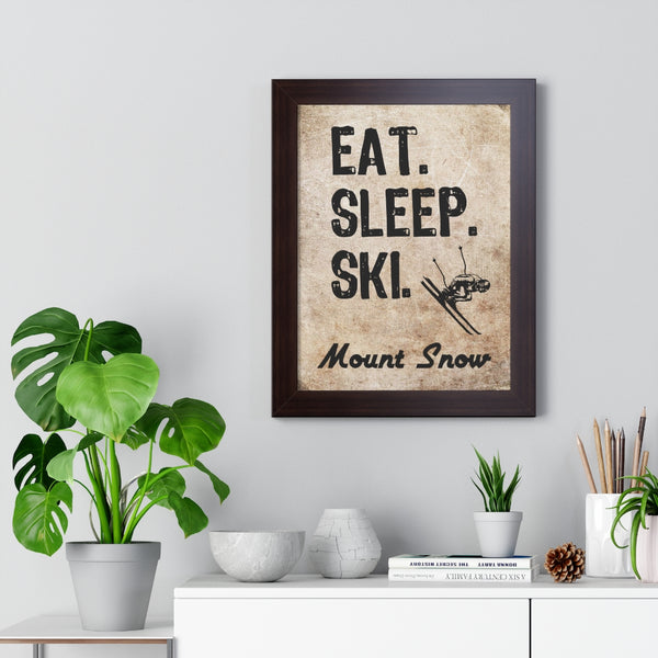 Eat Sleep Ski Mount Snow - Framed Vertical Poster