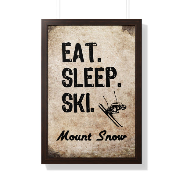 Eat Sleep Ski Mount Snow - Framed Vertical Poster