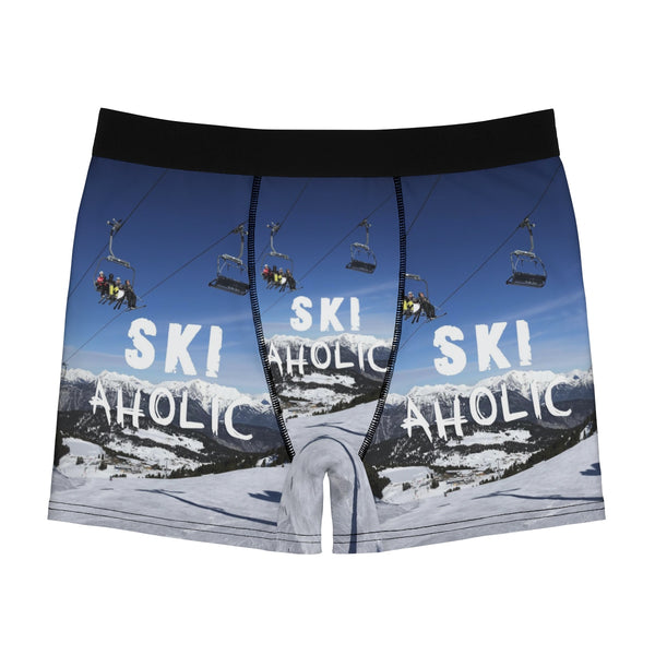 a pair of ski shorts with a ski lift in the background