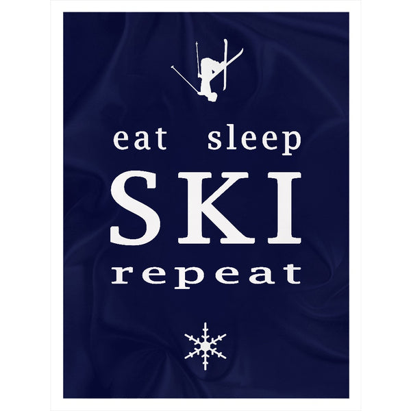 Eat Sleep SKI - Navy Blue - Throw Blanket