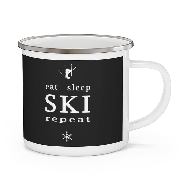 Eat Sleep Ski - Enamel Camping Mug