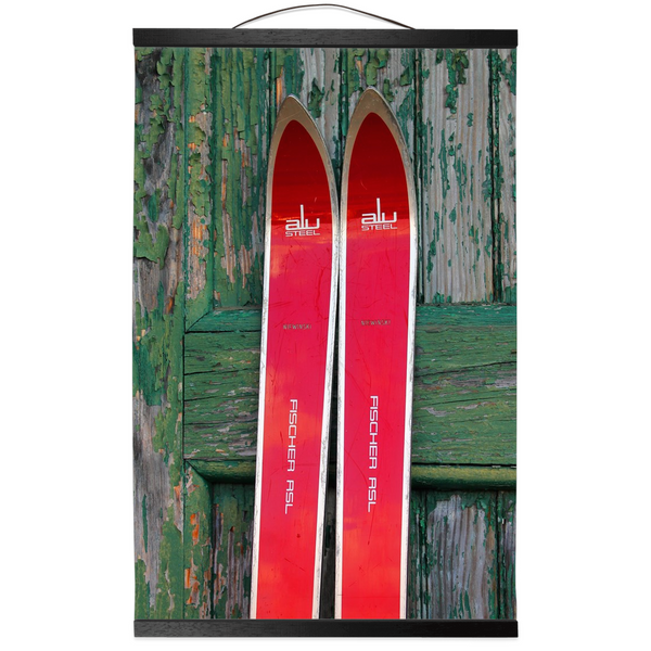 Hanging Canvas Print - Red Vintage Skis