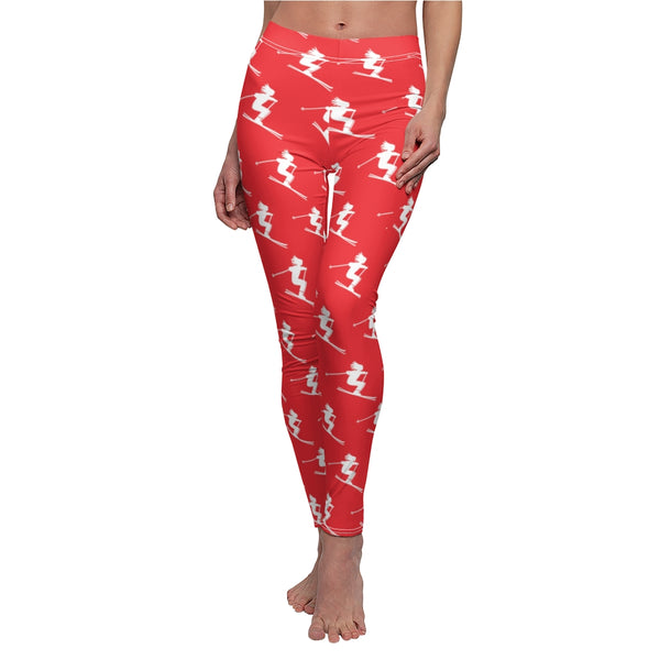 Women's Trendy Leggings - Skiers Red