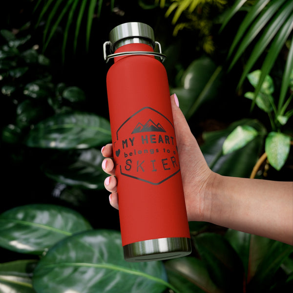 My Heart belongs to a Skier, Vacuum Insulated Bottle, Skiing Bottle, Skier Gifts