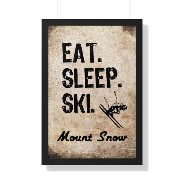 Eat Sleep Ski Mount Snow - Framed Vertical Poster