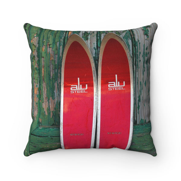 Red Vintage Skis - Throw Pillow