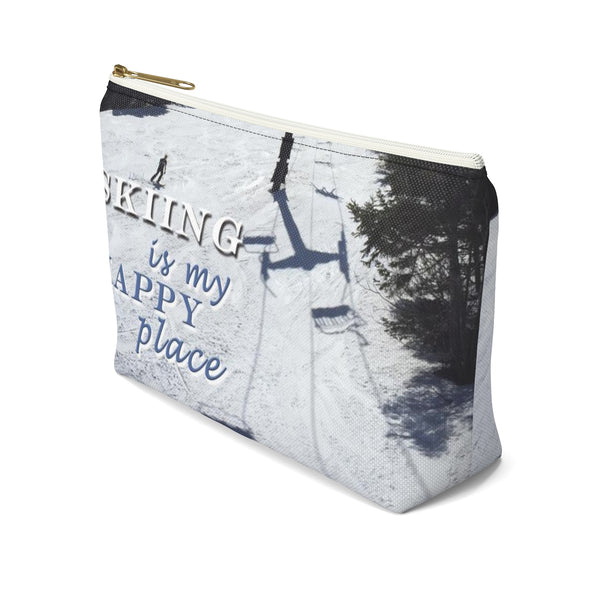 Skiing Is My Happy Place - Accessory Pouch w T-bottom