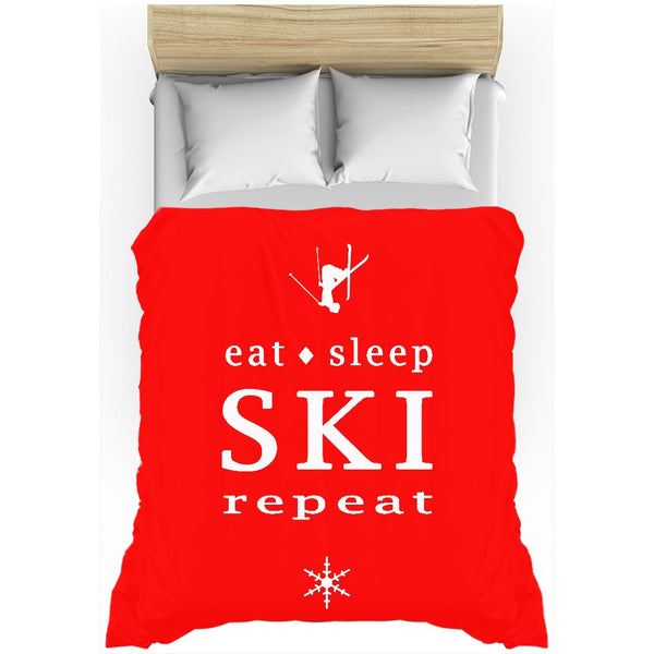 Eat Sleep SKI - Red - Duvet Cover