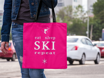 Eat Sleep SKI repeat - Pink Tote Bag