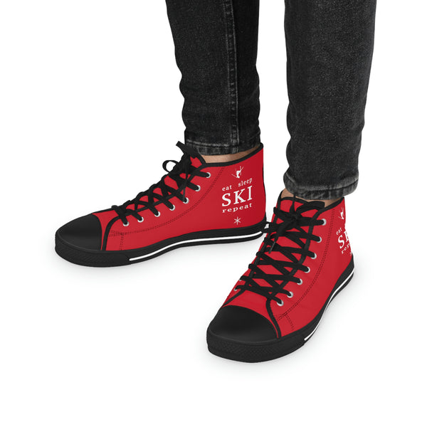 Eat Sleep SKI Red  - Men's High Top Sneakers