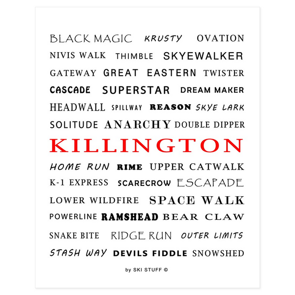 Killington Ski Trails White - Poster