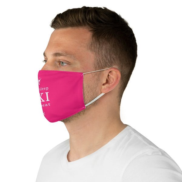 Eat Sleep Ski Pink - Fabric Face Mask