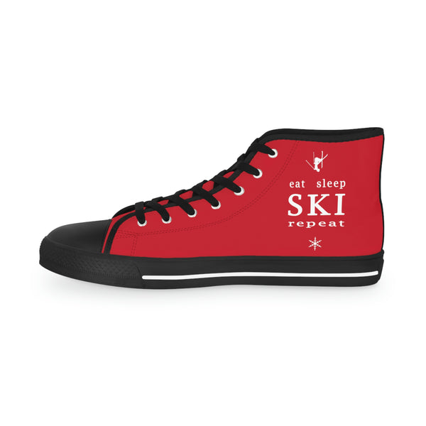 Eat Sleep SKI Red  - Men's High Top Sneakers