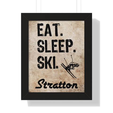 Eat Sleep Ski Stratton - Framed Vertical Poster