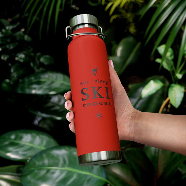 Eat Sleep Ski Vacuum Insulated Bottle, Skiing Bottle, Skier Gifts