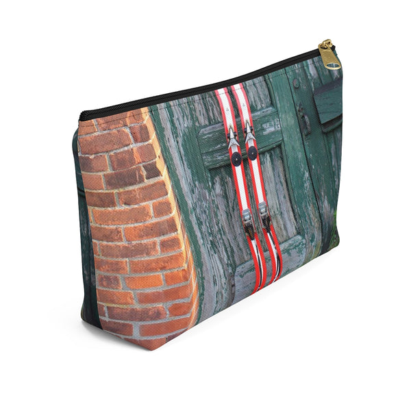 Red Skis and Green Door - Accessory Pouch w T-bottom