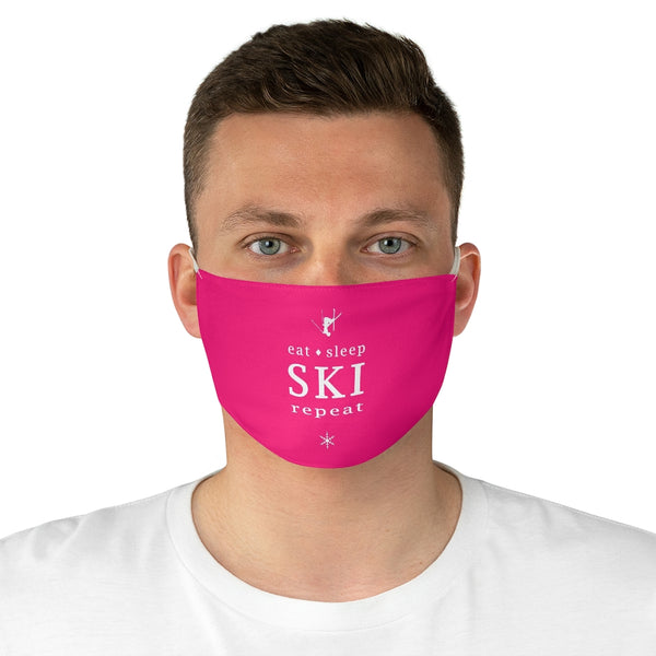 Eat Sleep Ski Pink - Fabric Ski Face Mask